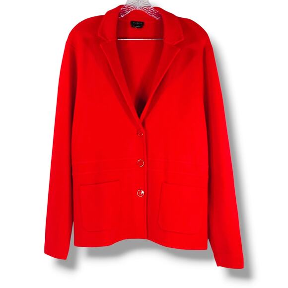 Talbots Merino Wool Sweater Blazer Red XL Knit Jacket Old Money Quiet Luxury - Picture 1 of 6